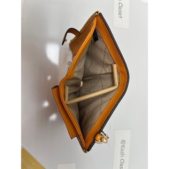 Michael Kors Wristlet Double Zip Large Wallet MK Signature honey comb yellow - Picture 7 of 10